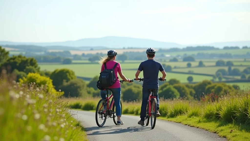 Cyclists enjoying a scenic viewpoint on a greenway