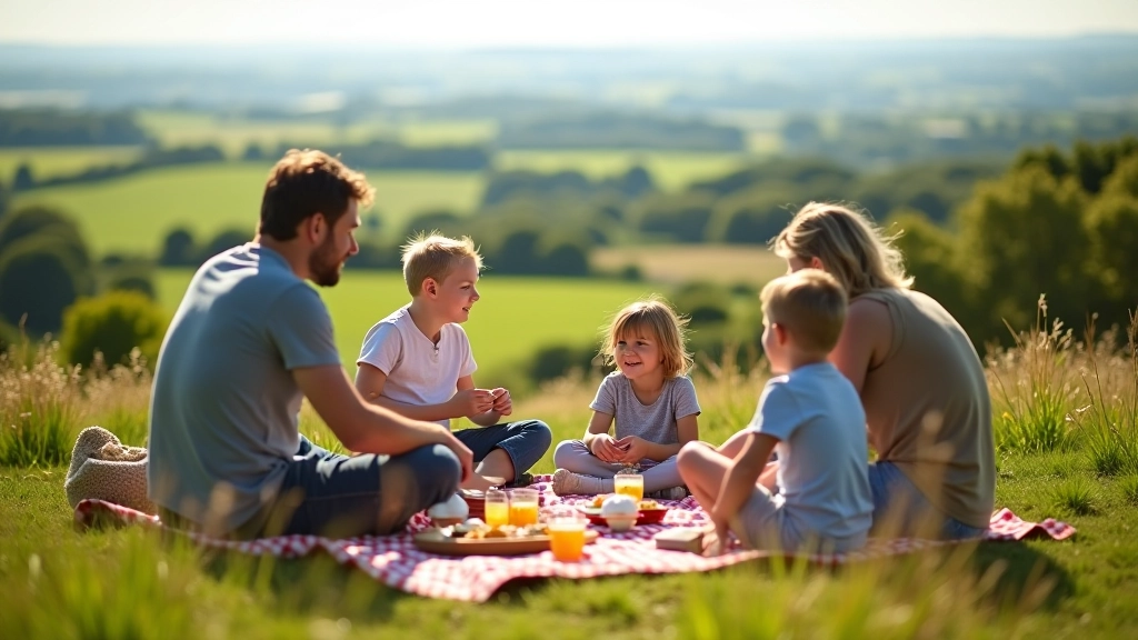 Family picnic stop on greenway route